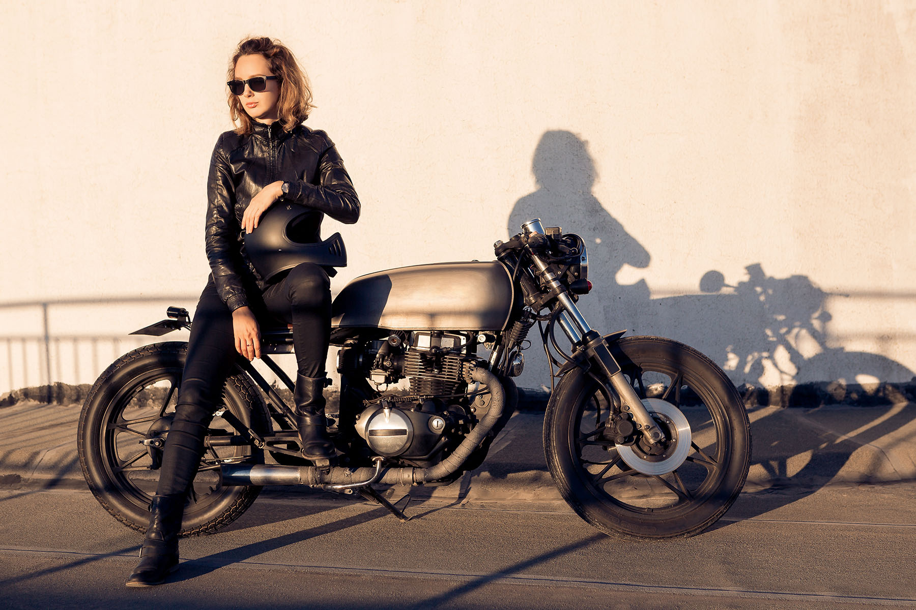 biker girl on motorcycle