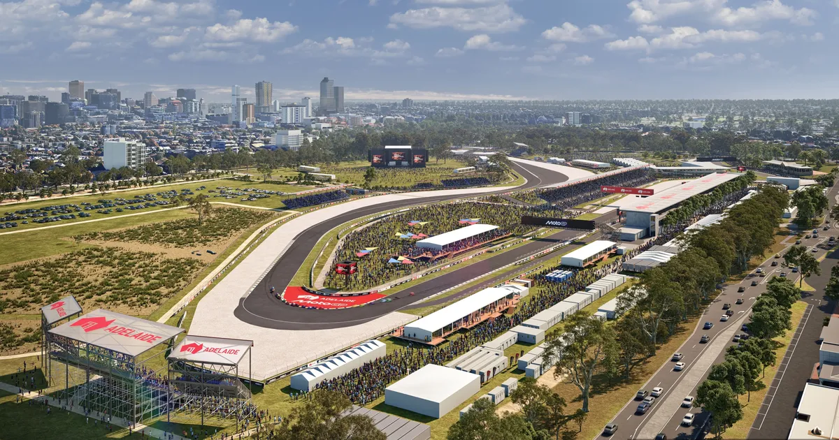 Визуелизација на новата MotoGP патека во Аделаида за 2027 година